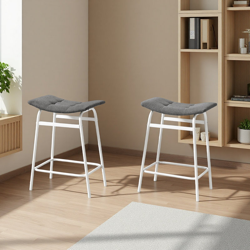 Barstool, Counter Height, Set Of 2, Kitchen, White