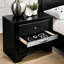 Table de chevet en bois massif noir - moderne, décorations argentées, tiroir caché, table de chambre à coucher en bois transitionnel, mobilier-740464366