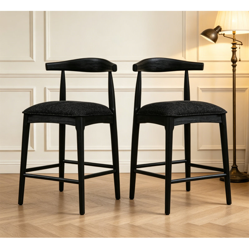 Ensemble de tabouret de comptoir moderne, Noir, Tabouret de comptoir (siège d'une hauteur de 26,5, Noir