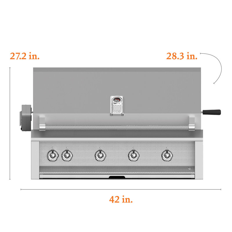 Aspire Grill Built-In, 3 U-Burner, 1 Sear Rotisserie, Natural Gas