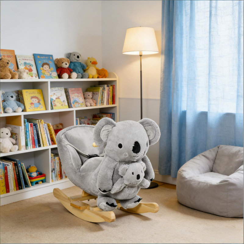 Cheval à bascule en forme de koala, cheval à bascule pour enfants （Il est conçu pour un seul cavalier.）