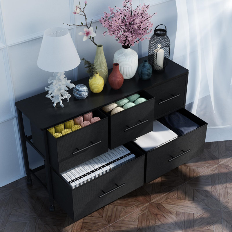 100 cm W Chest of 4 Drawers, Black/Brown