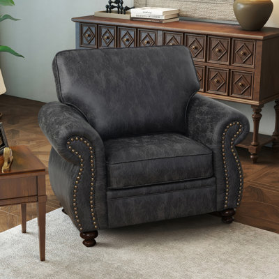 42" W Fabric Armchair with Solid Wood Legs