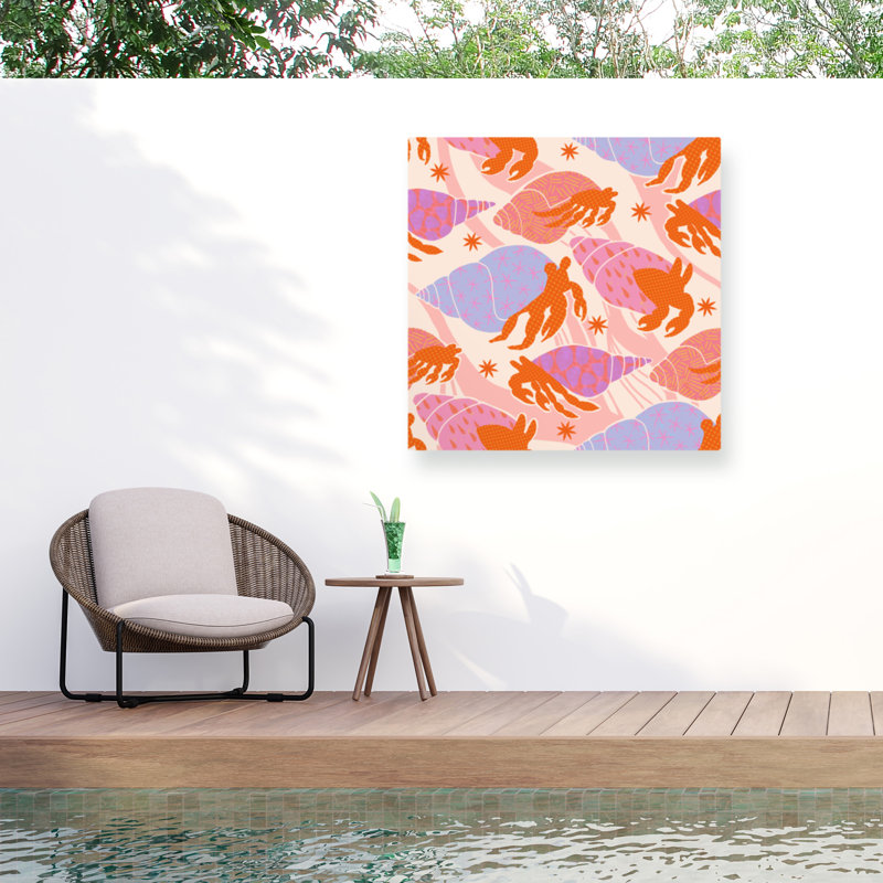 Rachel Hallquist Hermit Crab Shell Outdoor  Canvas, H 14 po x l 14 po