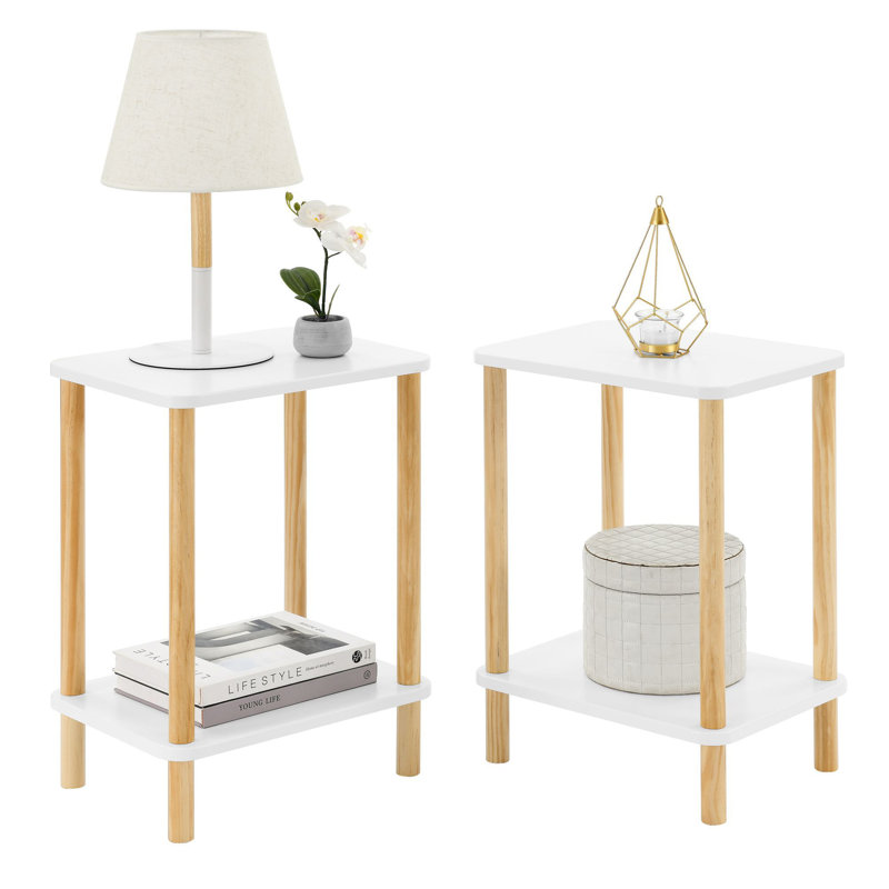 Darlys 15.75'' W Nightstand, Natural, White