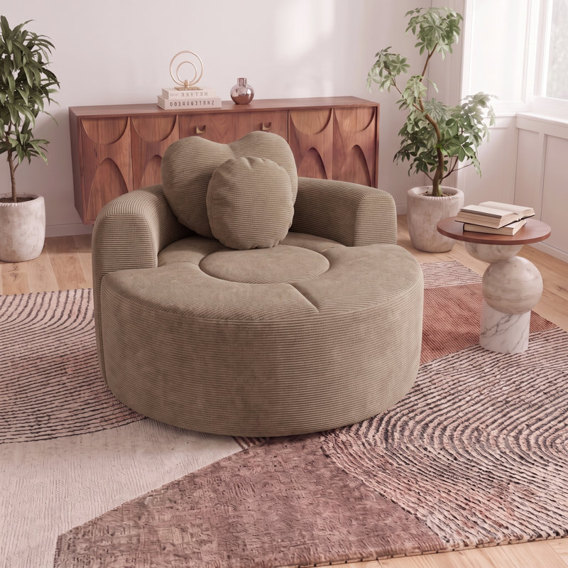 Petit canapé-lit modulaire rond en nuage, sans assemblage requis, avec coussins pour le salon, Brown