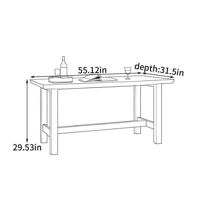 Table de salle à manger moderne et large, H 29,53 po x L 55,12 po x l 31,5 po