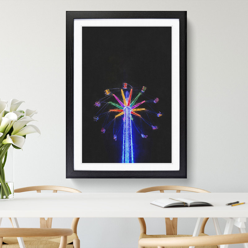 Carnival Ride at Night - Picture Frame Graphic Art Print, Black Framed, 63cm H x 45cm W x 2cm D