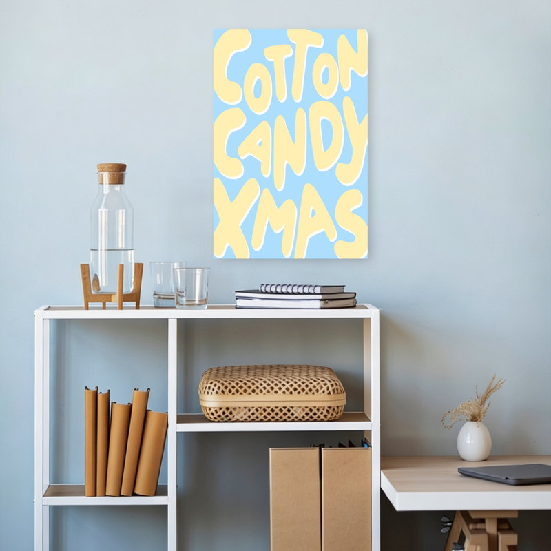 Cotton Candy Christmas Words Bold Playful Abstract Wall Art Print 1 Piece Wrapped Canvas Wall Art, 45.72cm H x 30.48cm W