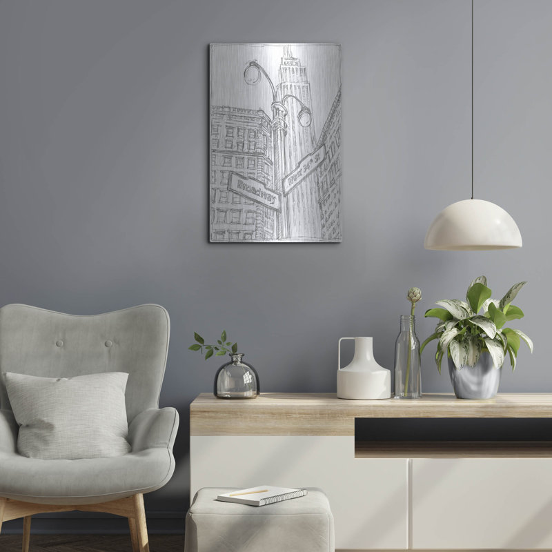 «Ny Intersection 2» par Ethan Harper, art mural en métal, H 24 po x l 16 po