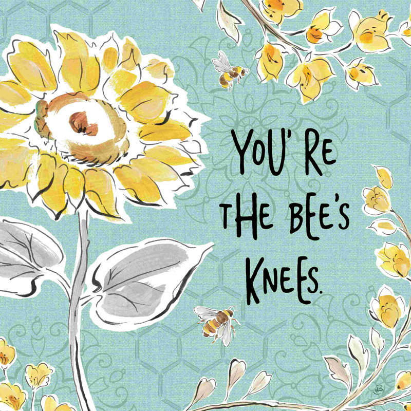 «Bee Happy II Linen» par Daphne Brissonnet, peinture sur toile tendue, H 36 po x l 36 po, Non, Toile tendue