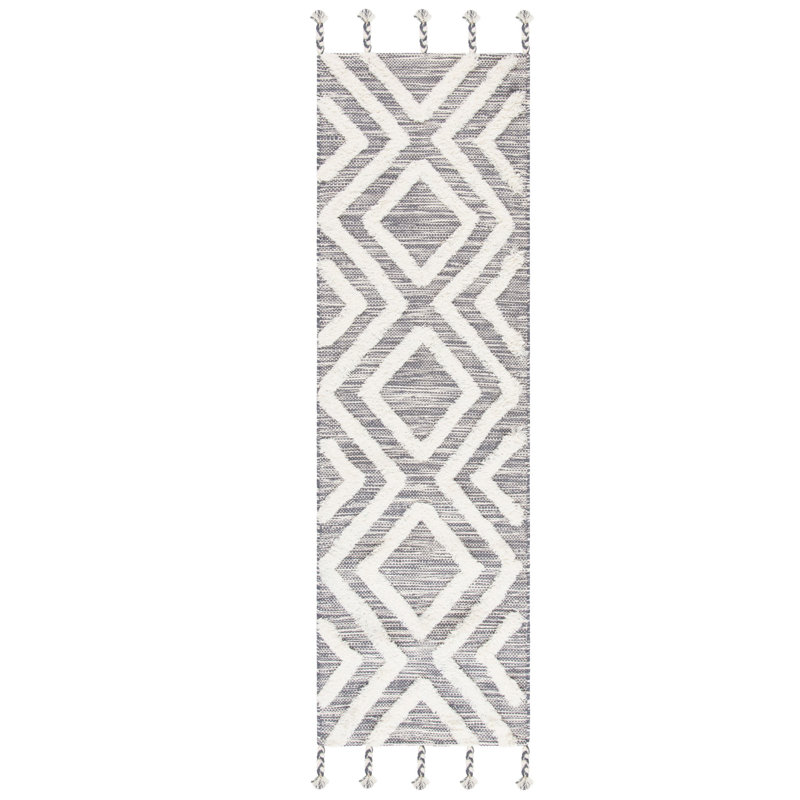 Alimatou Hand Tufted Wool Geometric Rug, Runner 2'3" x 8'
