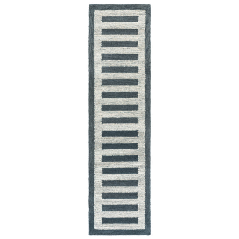 Tapis d'intérieur en laine et coton touffeté à la main ébène, 2'-3" x 9'-0" Runner