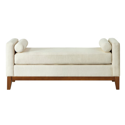 Large Boucle Fabric With Pillows, Beige Comfort Padded Window Bench, 51"l X 18.5"w 22.5"h, Dual , Soft Seating, 5 - Minute Assembly Bench Comfortable Entryway For Living Room, Material, Cozy
