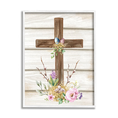 Spirituelle, croix de printemps, fleurs giclées encadrées par ND Art