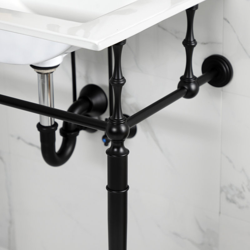 Lavabo de salle de bain console Edwardian, Noir mat, Centres de 8 po