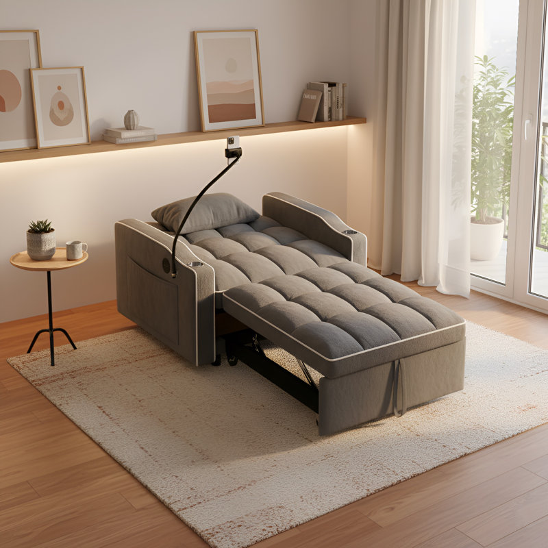 Méridienne d'appoint convertible convertible 37 po Jalena, Gris