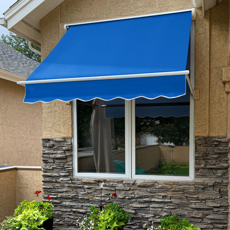 Awntech Mesa Window Retractable Awning, 24" H x 64" W x 24" D, Bright Blue