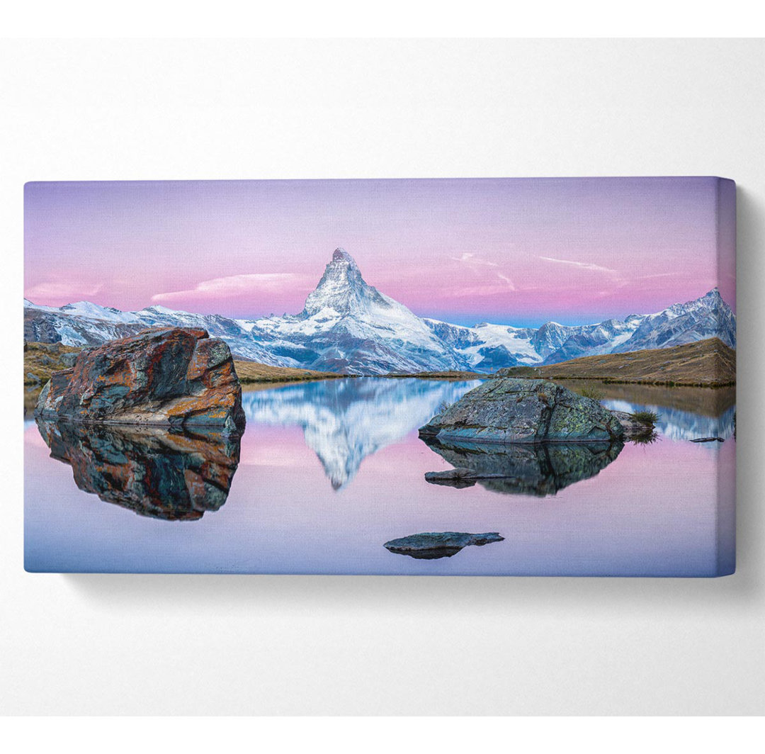 Snow Mountain Reflections Wide Canvas Print