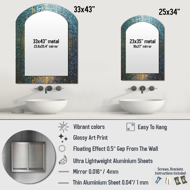 Retro Lovers Celebrating Eternal Now VI - Couple Asymmetrical Decorative Mirror, Modern Freeform Large Wall Mirror, Printed Metal Art