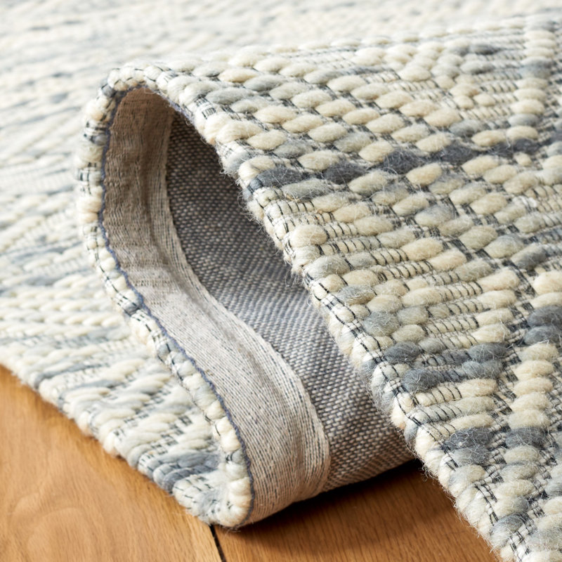 Handmade Gray Geometric Wool Flat Woven Rug 5' x 8'