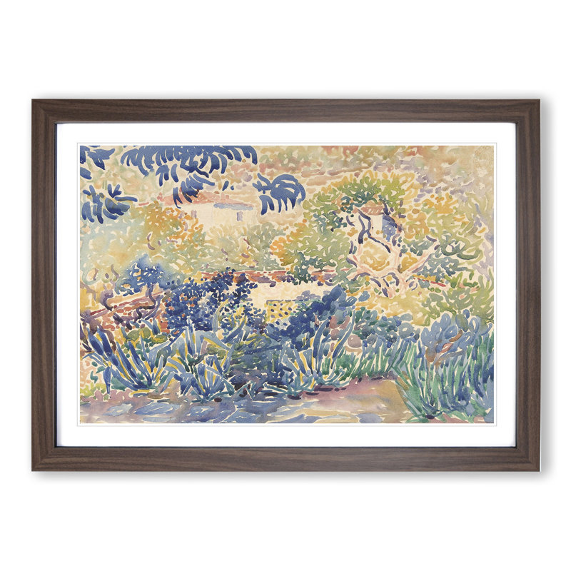 Landscape Vol.1 by Henri-Edmond Cross - Picture Frame Painting, Walnut Framed, 27cm H x 36cm W x 2cm D
