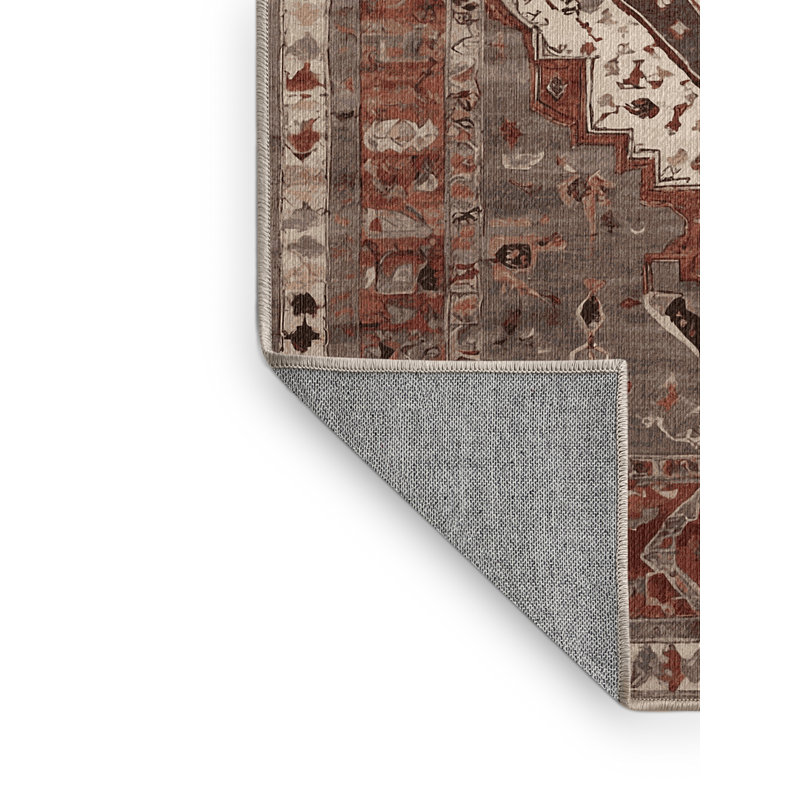 Machine Washable Brown Area Rug, Square 3'