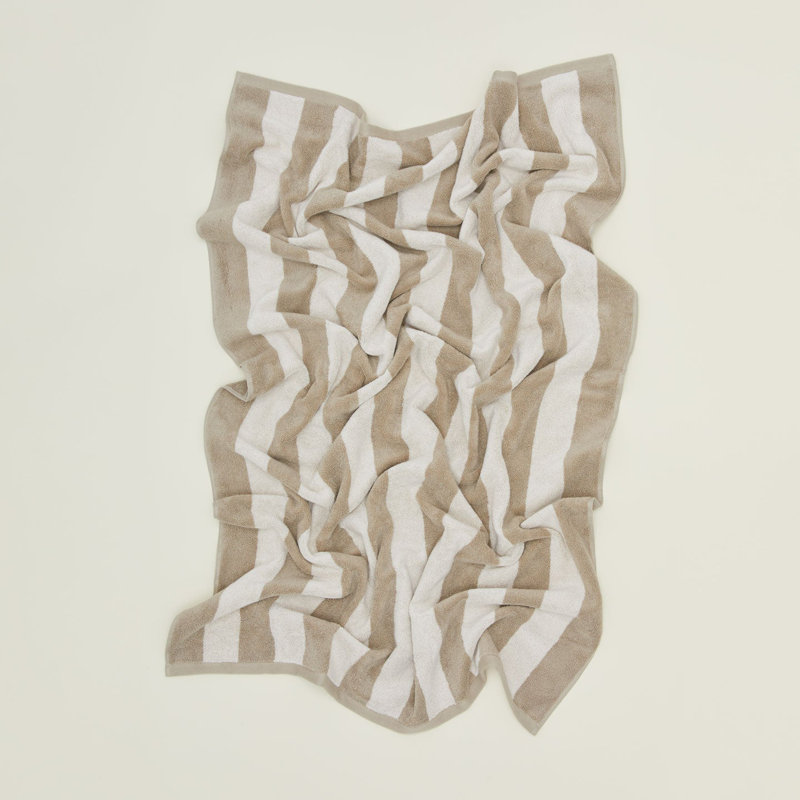 Simple Striped Terry Bath Towel, Ivory/Flax, Bath Sheet - 1 Pack