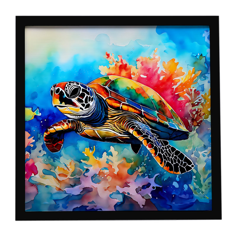 Loggerhead Sea Turtle Framed Metal Print