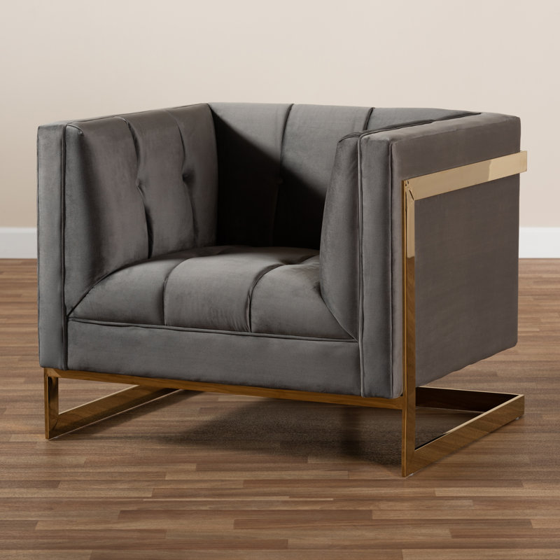 Velvet Armchair, Grey