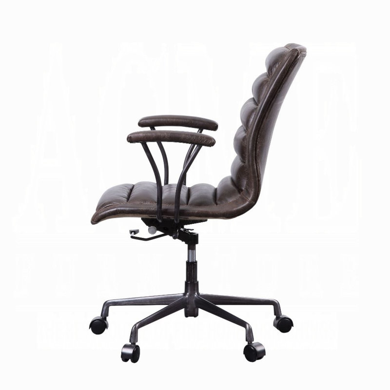 Distressed Brown Leather Executive Swivel Office Chair