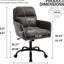 Chaise de bureau de couleur grise, hauteur réglable, cuir synthétique, structure en métal haute résistance et sièges confortables pour la chambre à coucher-453126009