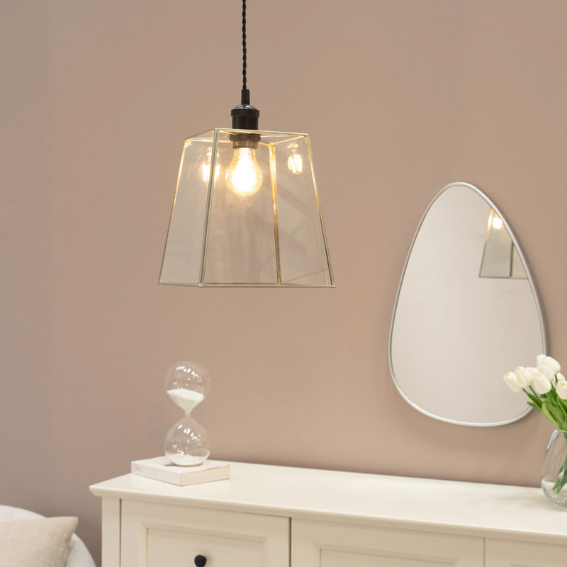 19cm H Glass Square Lamp Shade ( Clip On ), Chrome