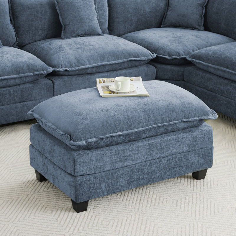 35.4’’ Rectangle Chenille Ottoman for Modular Sectional Sofa, Blue