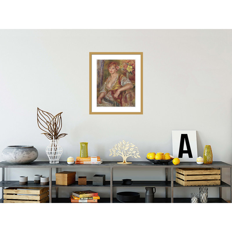 «Blonde Woman with a Rose» par Pierre-Auguste Renoir, impression giclée encadrée, H 27,3 po x l 23,5 po