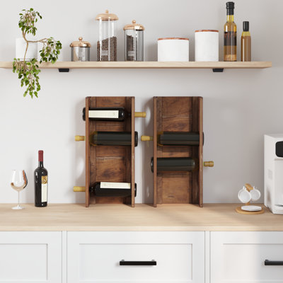 Solid Wood Open Shelving Wine Bottle Rack Brown
