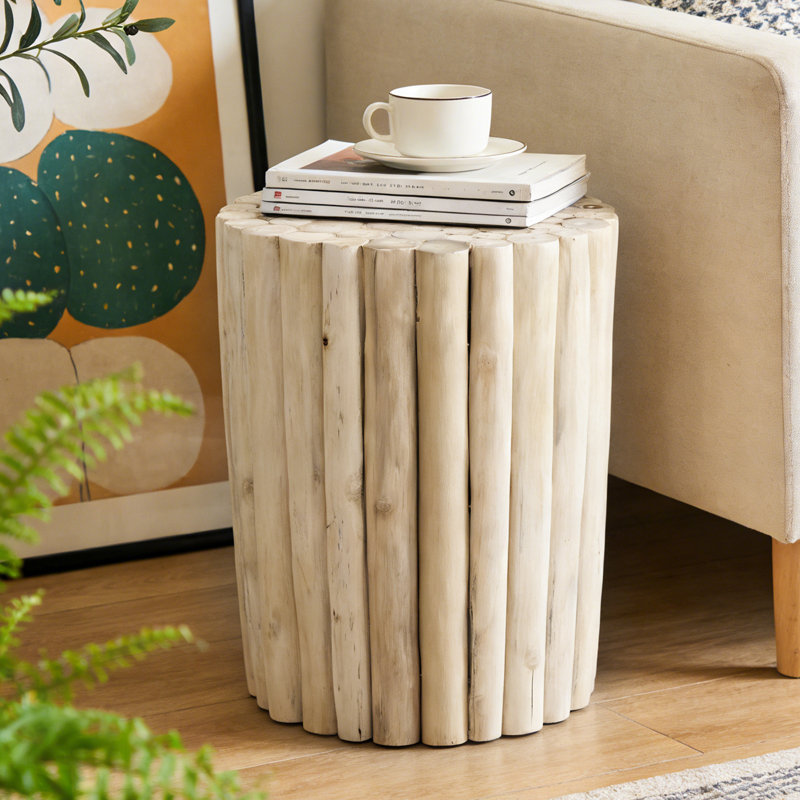 Table de bout cylindrique en bois massif