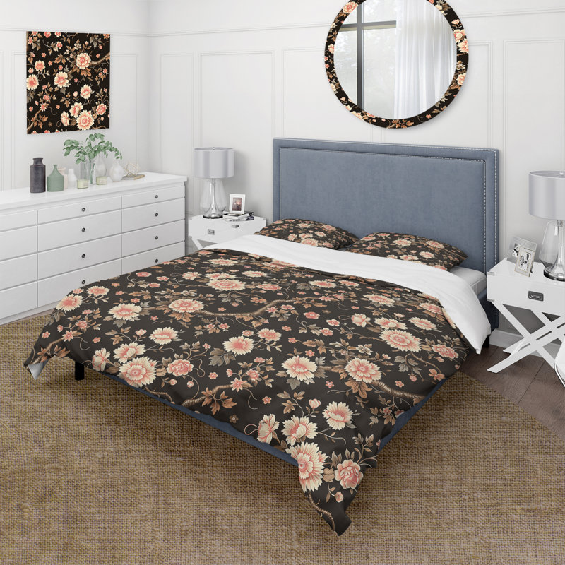 Ensemble de housse de couette Brown Garden, Housse de couette très grand et 2 très grandes t