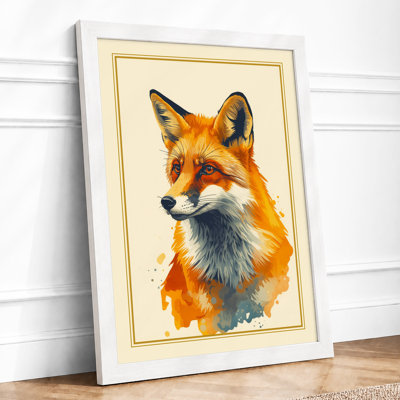 Fox in Watercolour Japandi - Framed Print