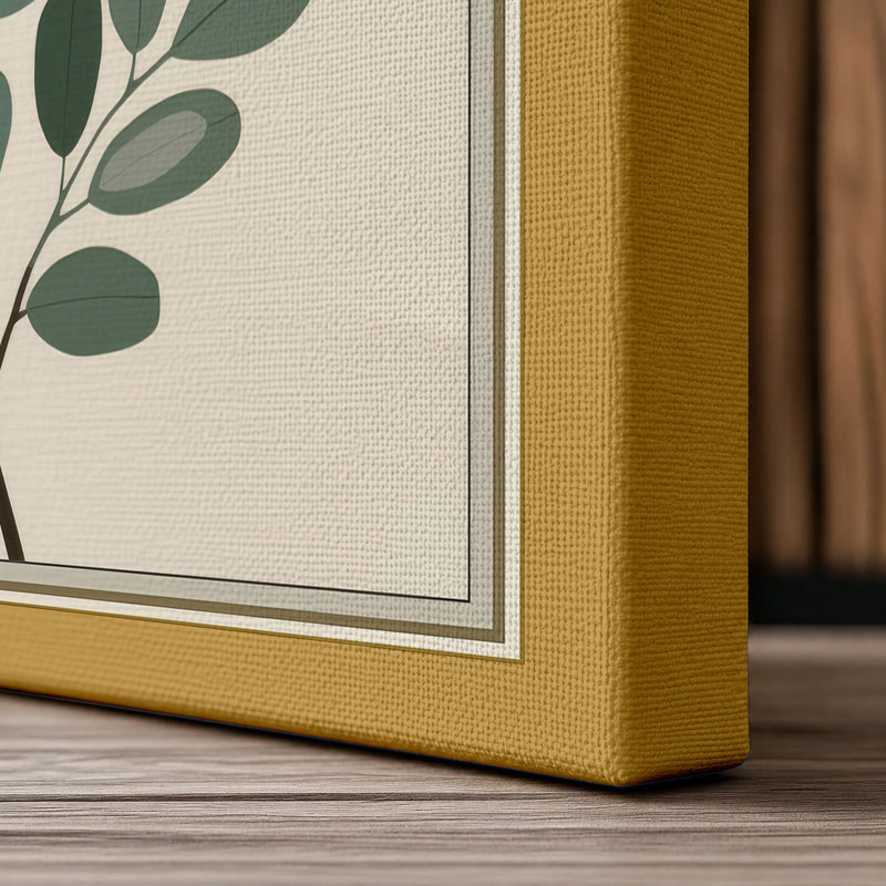 Single Stem in Green Botanical - Wrapped Canvas, 24x16 - 61.0 x 40.6 cm, Ochre Border