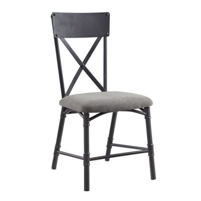 Chaise d'appoint grise et noire sable avec dossier en forme de X (ensemble de 2)
