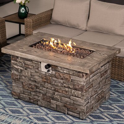 Foundstone™ Amira 23.8'' H x 43.5'' W Stone Outdoor Fire Pit Table with ...
