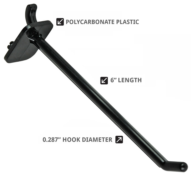 6" Lexan Hook: 0.287" Diameter, 50-Pack