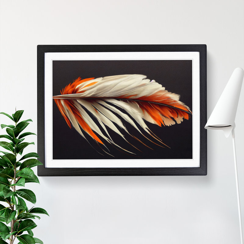 Bird Feather - Single Picture Frame Print, Black Framed, 25cm H x 34cm W x 2cm D