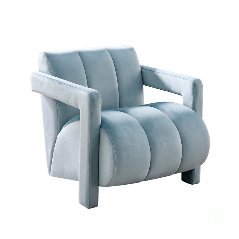 Fauteuil décoratif en velours Velmor, Velours bleu