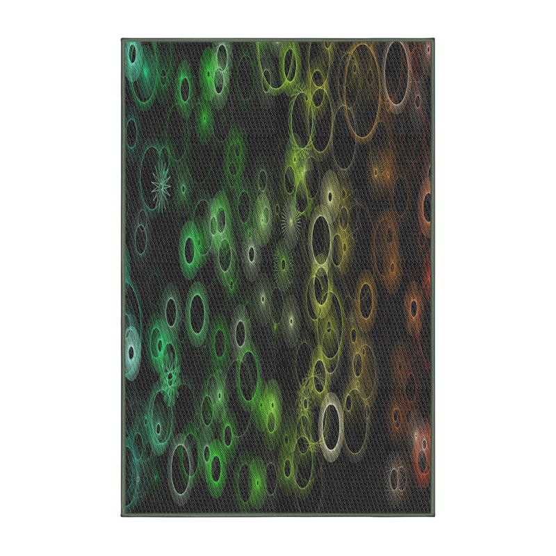 Tapis vert/orange/noir à motifs, Rectangle 3 pi x 5 pi