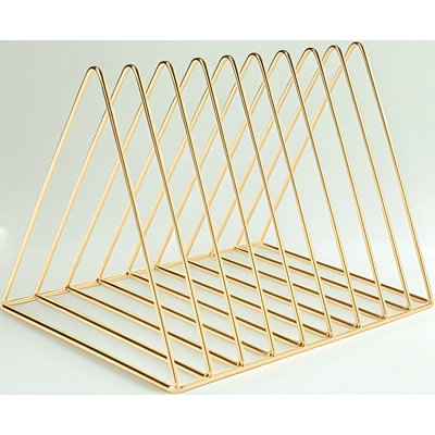 9-Slot Desktop File Organizer And Magazine Holder, Sturdy Triangle Wire Rack For Home And Office Decor