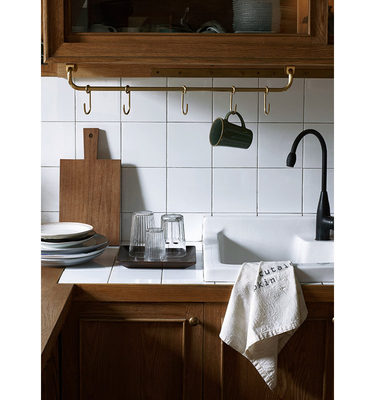 Rustic Solid Brass Kitchen Utensil Rail