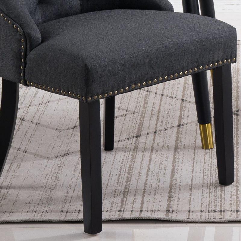 Chaise parsons capitonnée (ensemble de 2), Anthracite