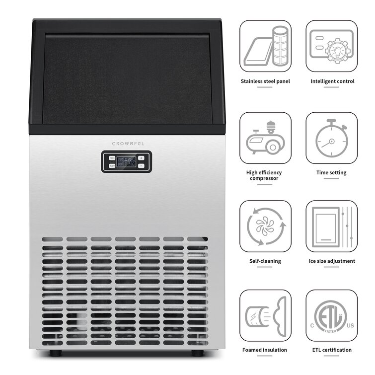 Euhomy Commercial Ice Maker Machine, 100lbs/24H Stainless Steel Under  Counter ice Machine with 33lbs Ice Storage Capacity, Freestanding Ice Maker  Freestanding Ice Maker Machine - Invastor